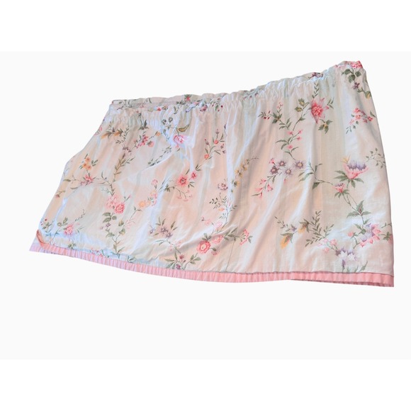 Other - Shabby Chic Floral Kitchen Valance Set Two Rod Pocket Pink Trim Curtain 12' LONG